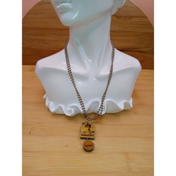 Picture Pendant with Skeptical and Cynic Tags on Bead Ball Chain - Picture 3 of 6